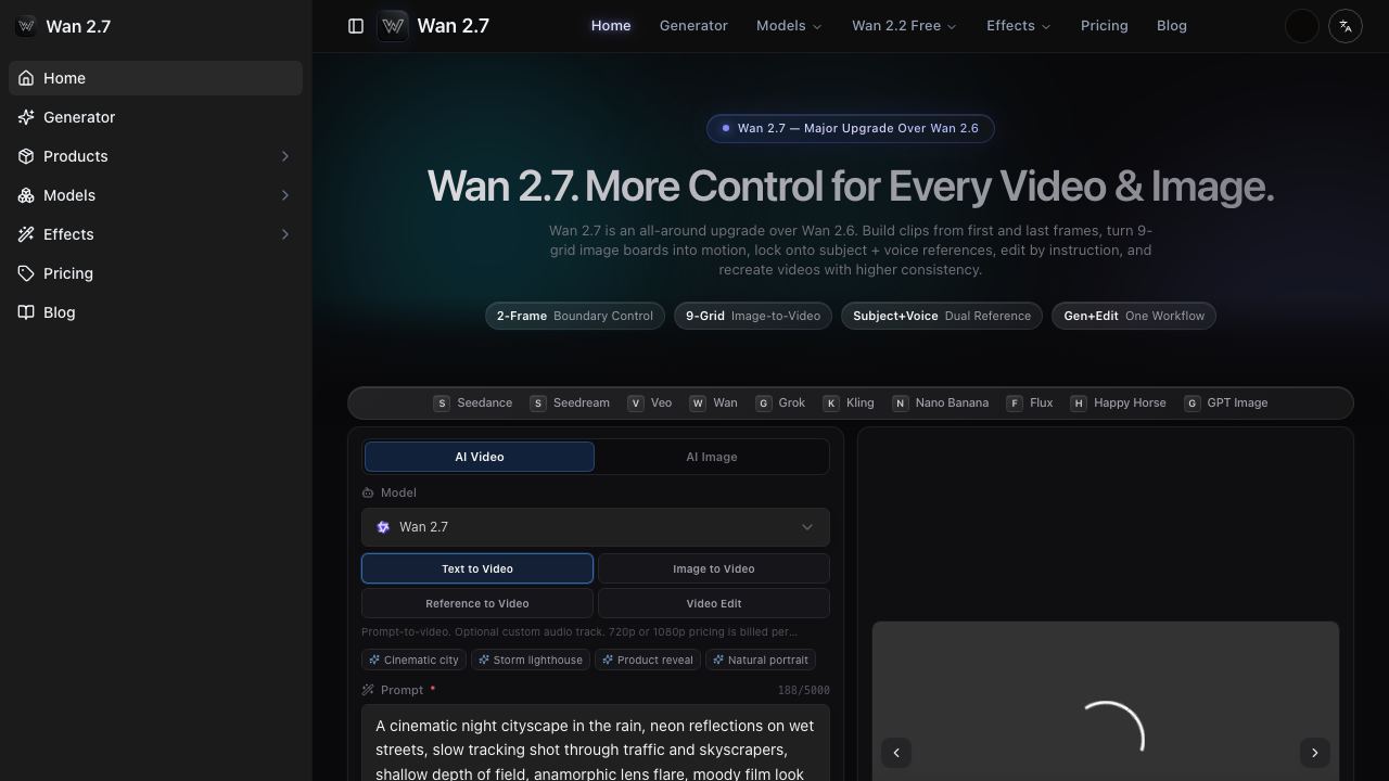 Wan 2.7 网站截图