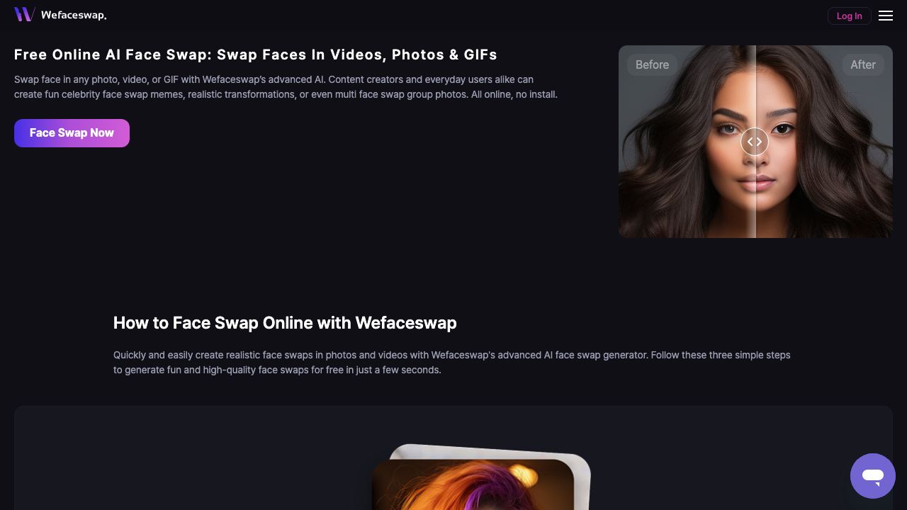 Wefaceswap website screenshot