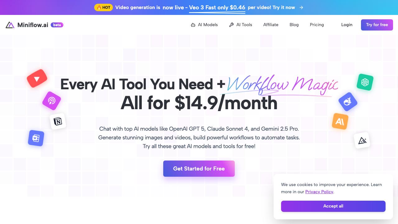 Miniflow website screenshot