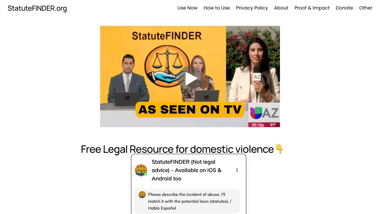 Domestic Violence Statute Matcher 网站截图