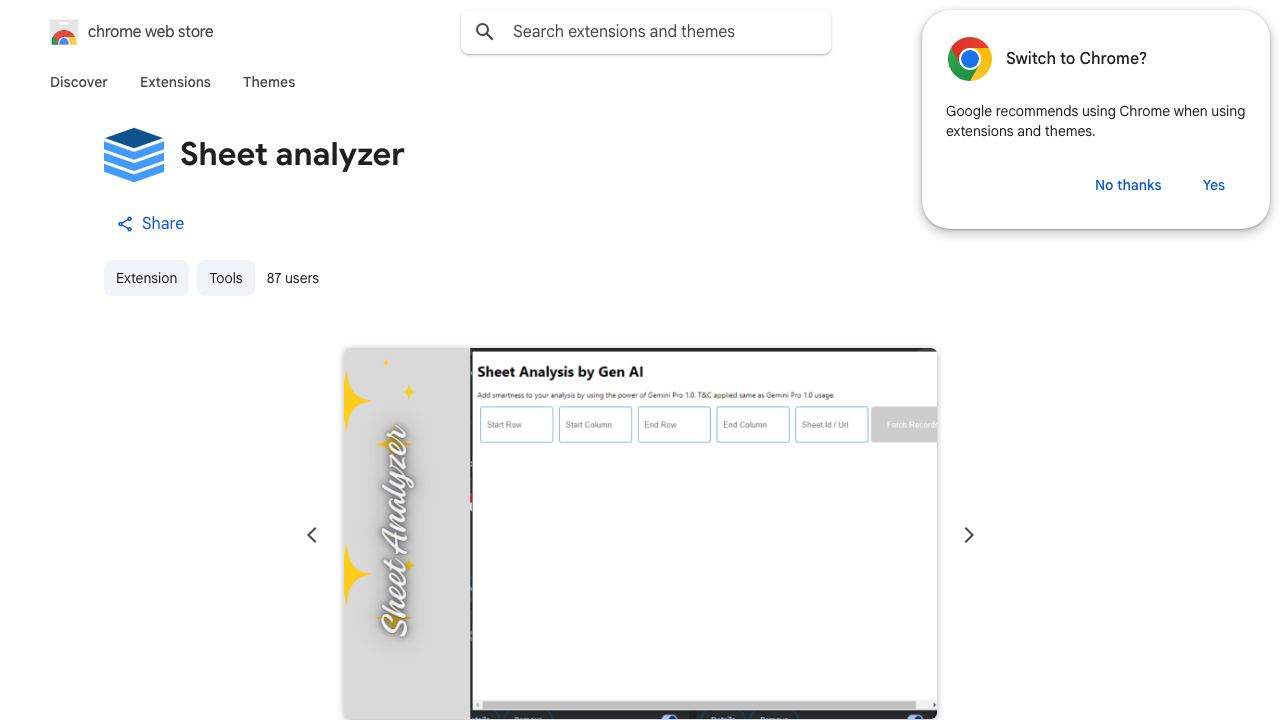 Sheet analyzer 网站截图