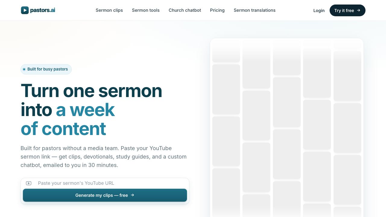Pastors.ai website screenshot