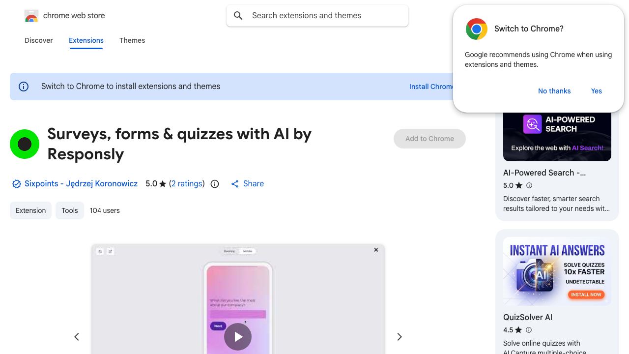 Surveys, forms & quizzes with AI by Responsly 网站截图
