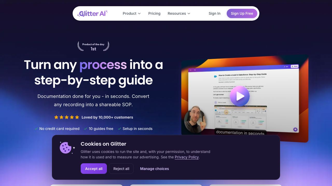 Glitter AI 网站截图
