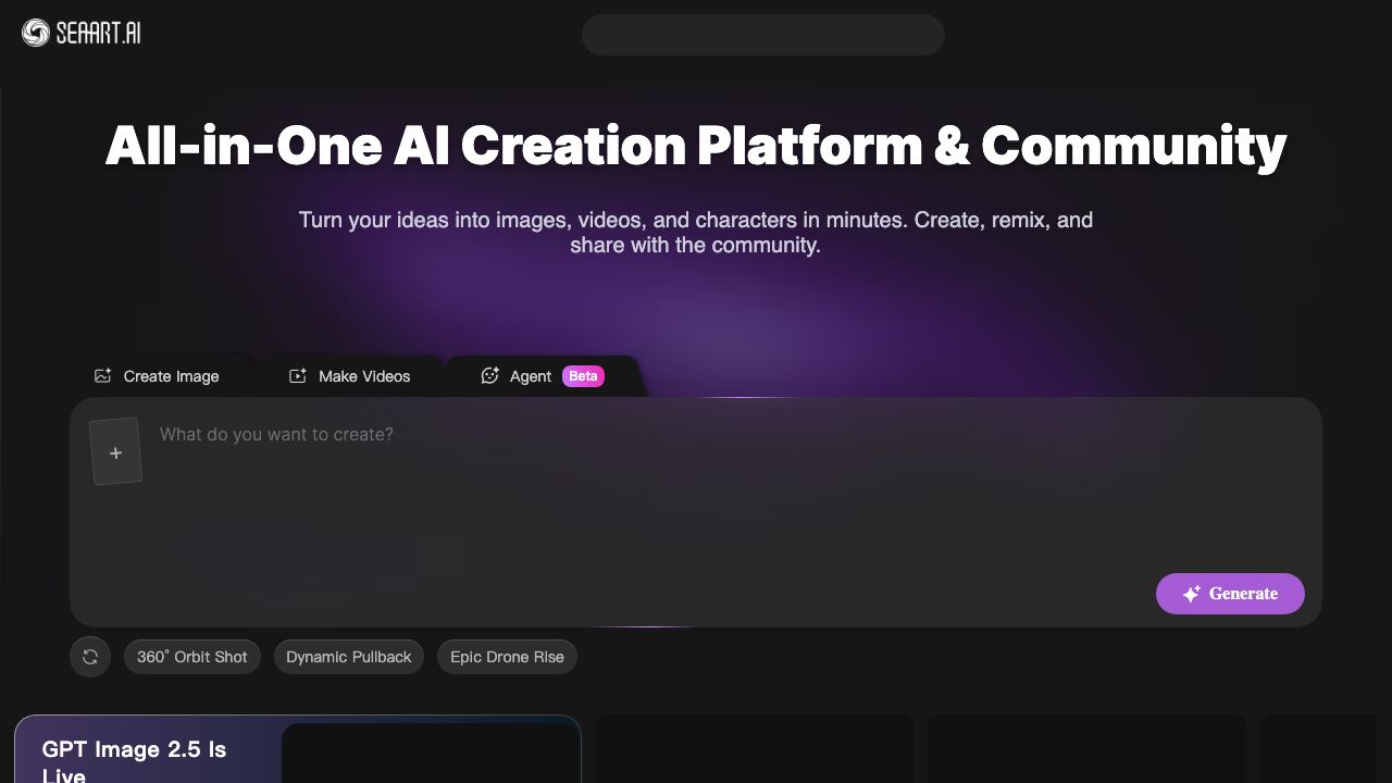 SeaArt.AI website screenshot