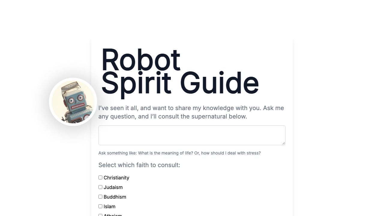 Robot Spirit Guide website screenshot