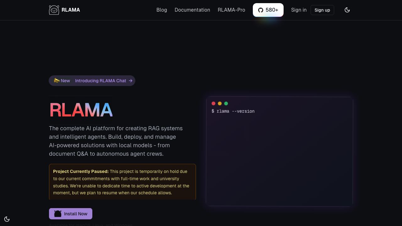 RLAMA 网站截图