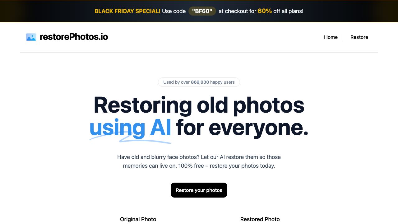 RestorePhotos 网站截图