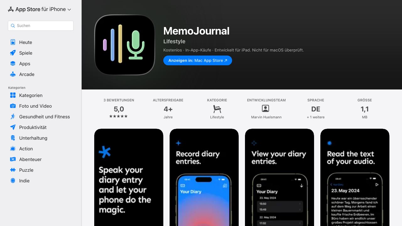 MemoJournal 网站截图