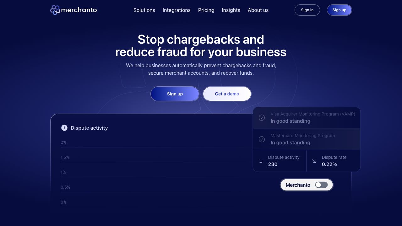 Merchanto website screenshot