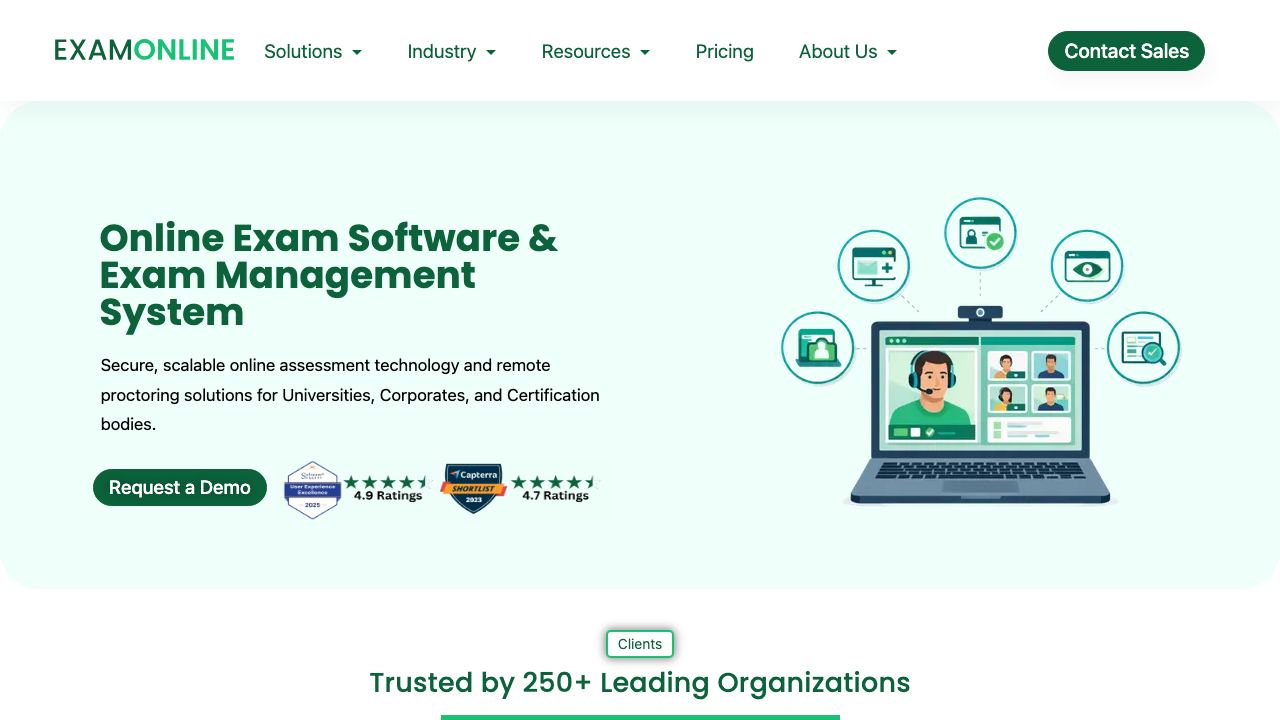 ExamOnline website screenshot