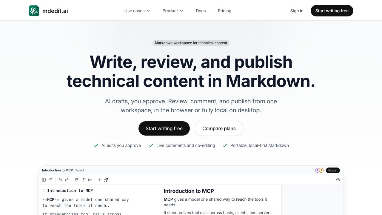MD Editor website screenshot