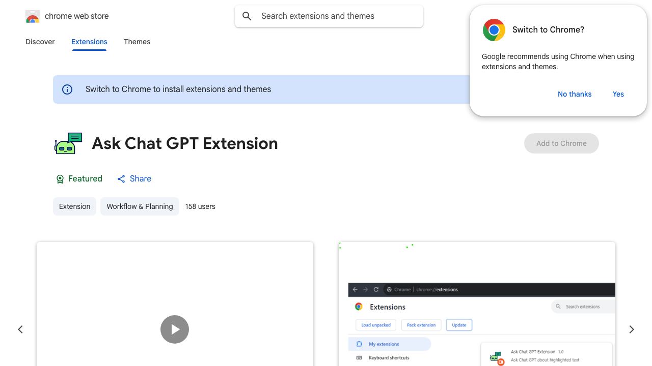 Ask Chat GPT Extension 网站截图