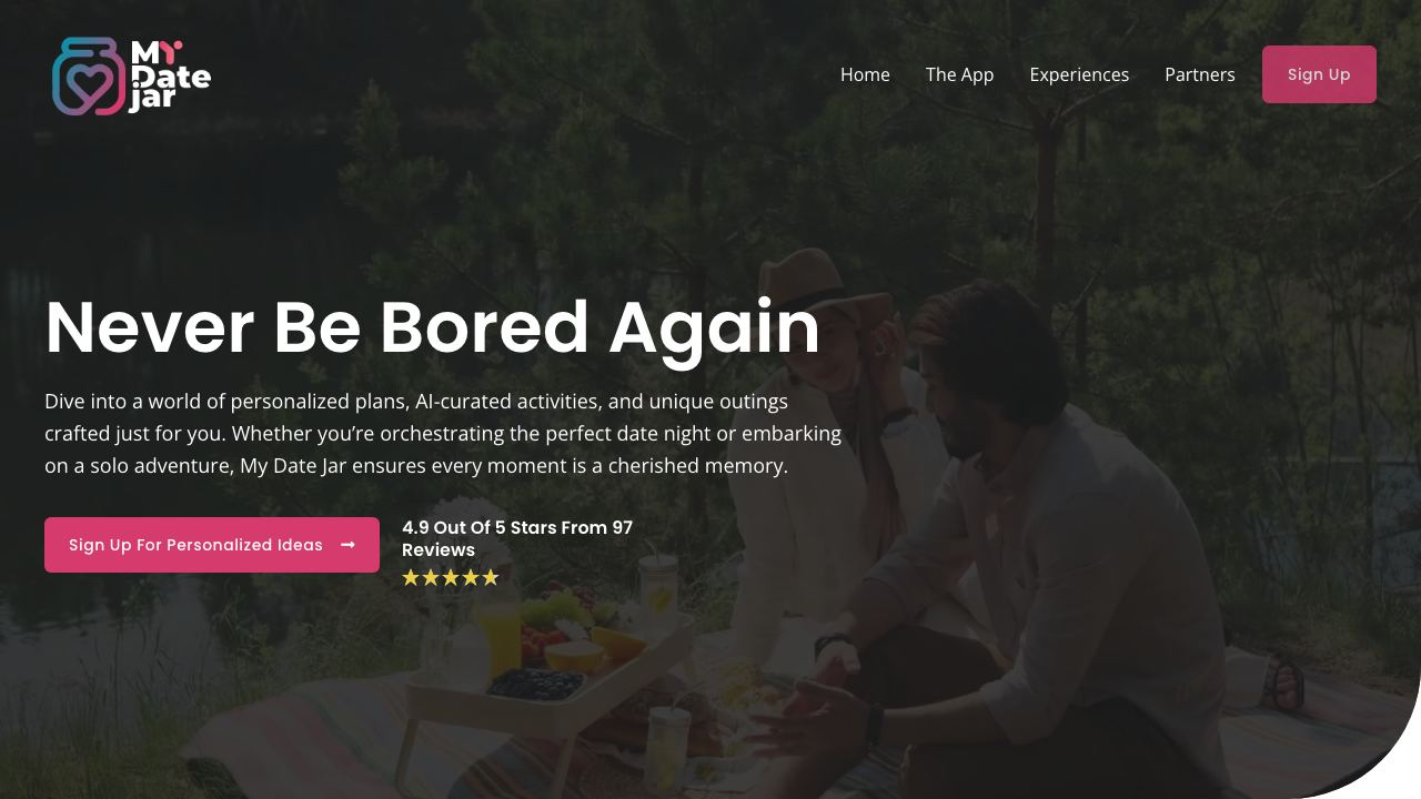 My Date Jar website screenshot