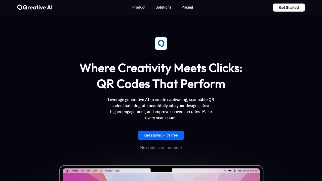 Qreative AI: Artful QR Codes website screenshot