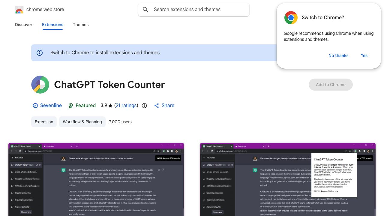 ChatGPT Token Counter 网站截图