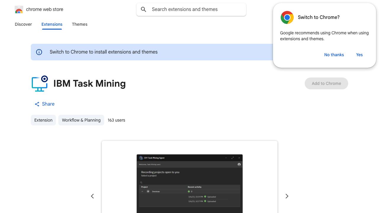 IBM Task Mining website screenshot
