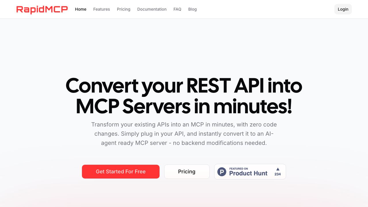 RapidMCP 网站截图