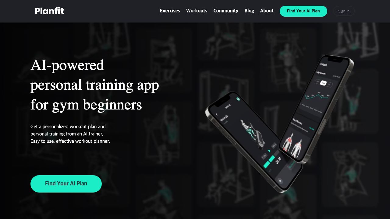 Planfit - AI Personal Trainer 网站截图