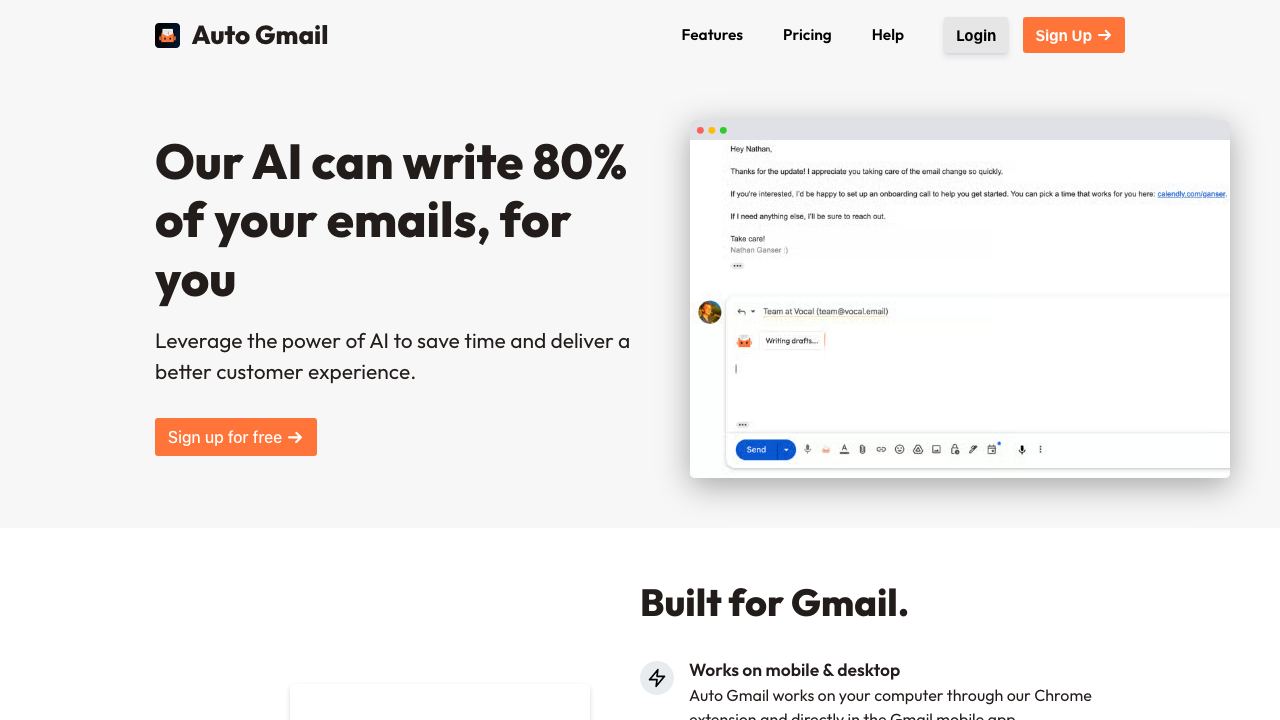 Auto Gmail: ChatGPT for email 网站截图