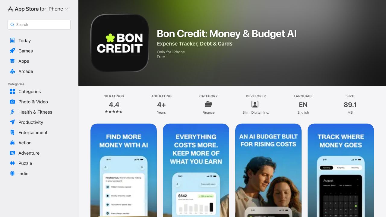 BON Credit 网站截图