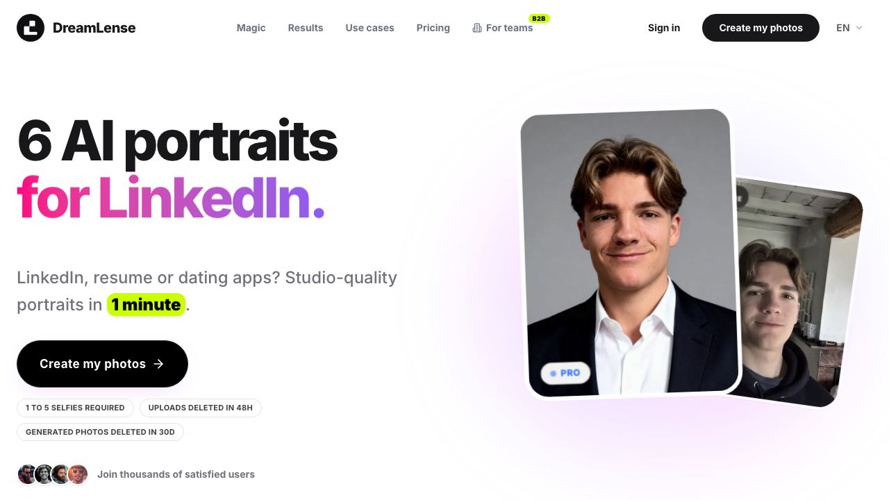 DreamLense 网站截图