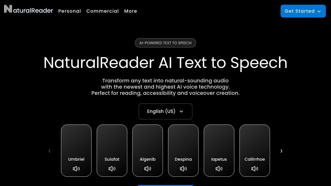 NaturalReader 网站截图
