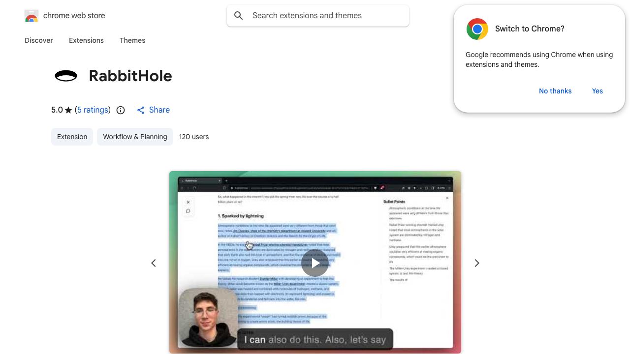 RabbitHole 网站截图