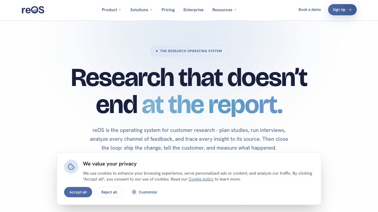 reOS website screenshot