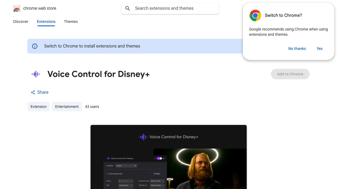 Voice Control for Disney+ 网站截图