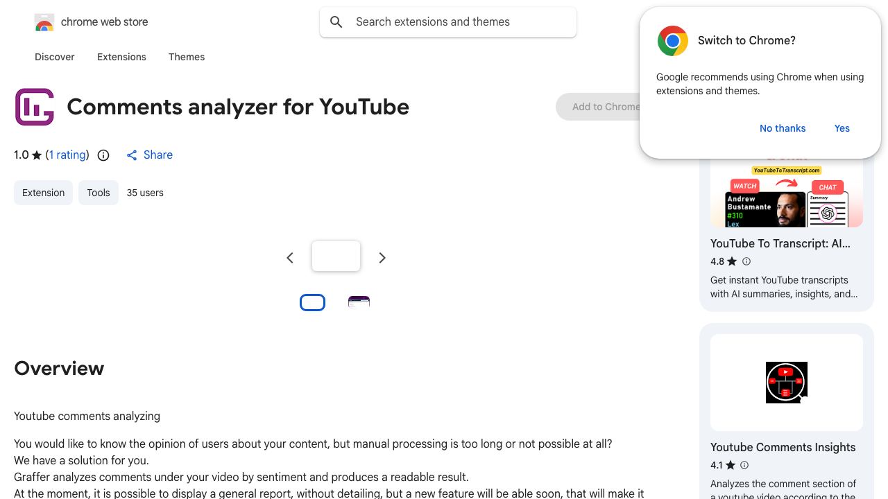 Comments analyzer for YouTube 网站截图