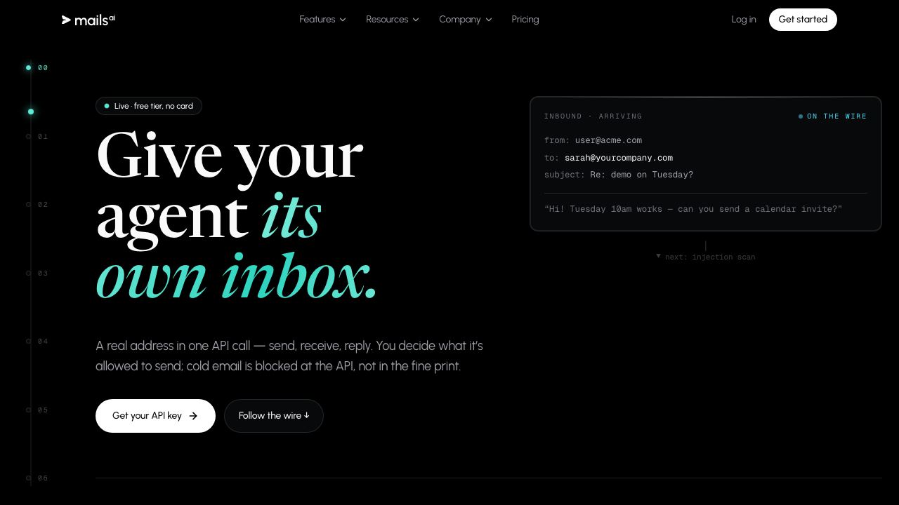 Mails.ai website screenshot
