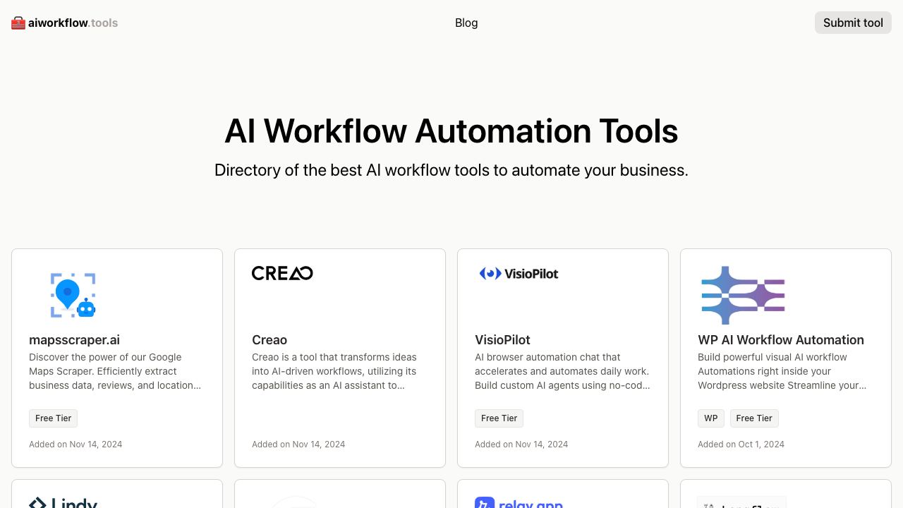 AI Workflow Automation Tools 网站截图