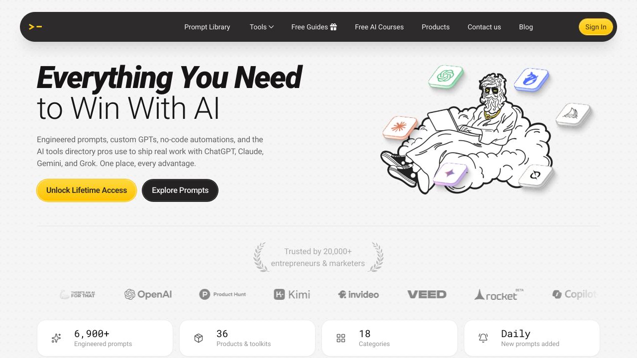 AI Prompt Library website screenshot