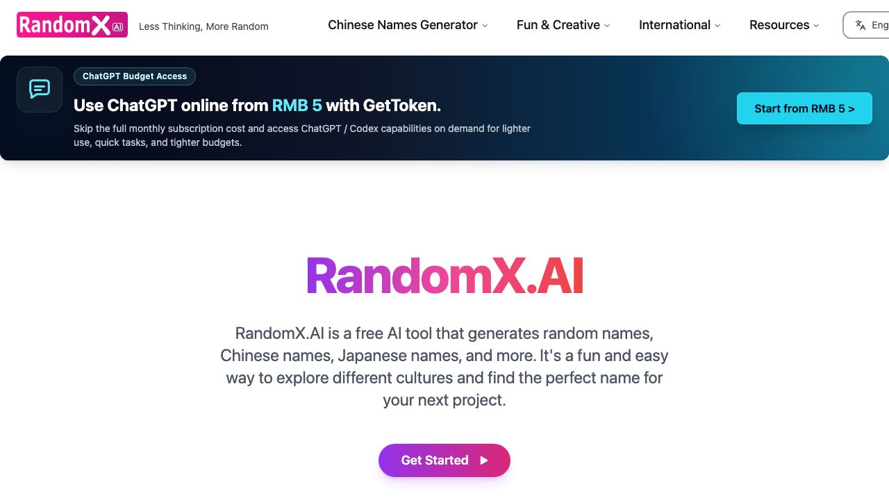 RandomX.ai website screenshot