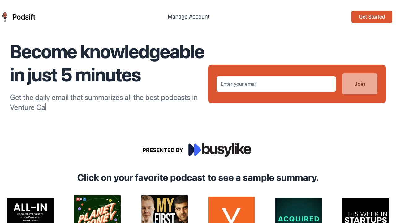 Podsift 网站截图