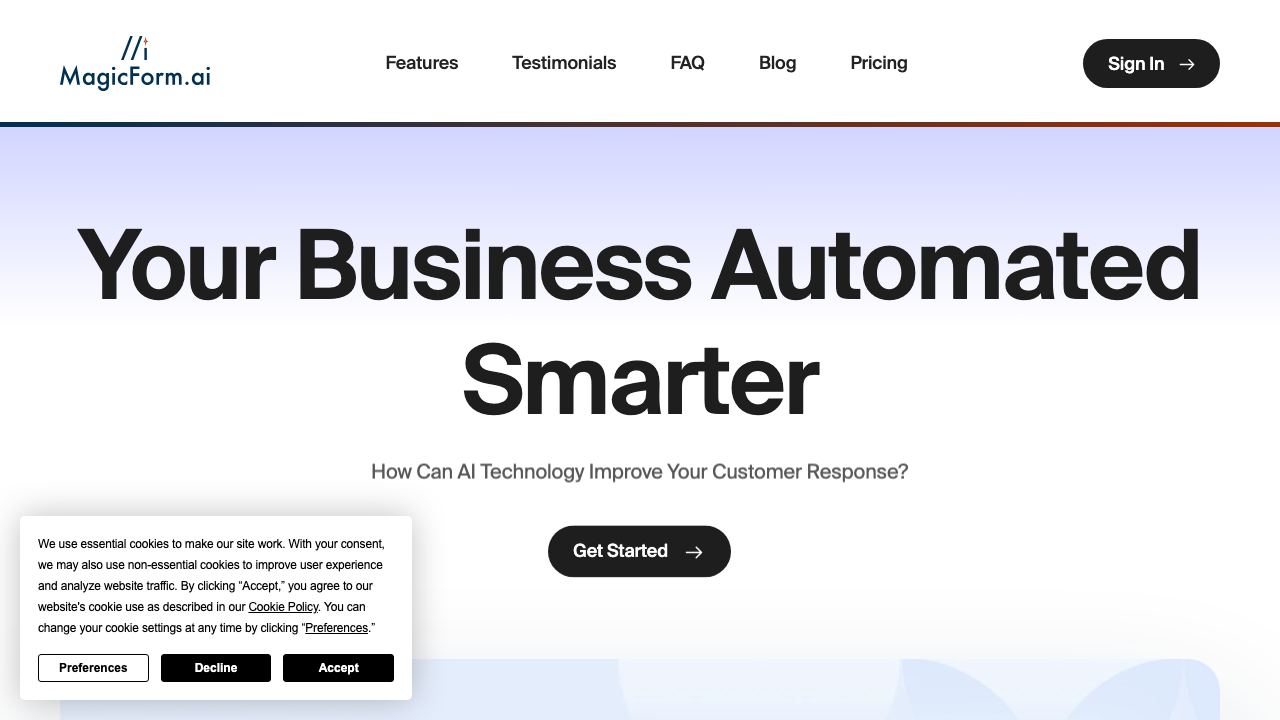 Magicform website screenshot