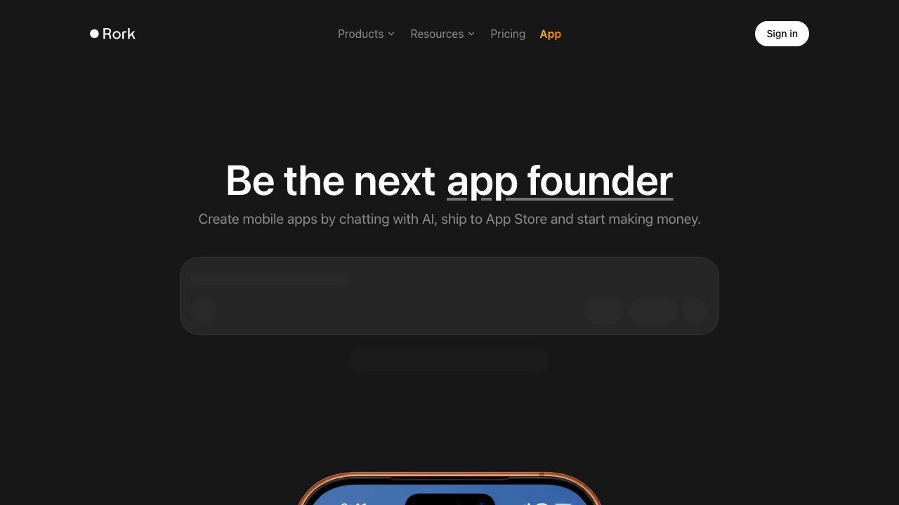 Rork website screenshot