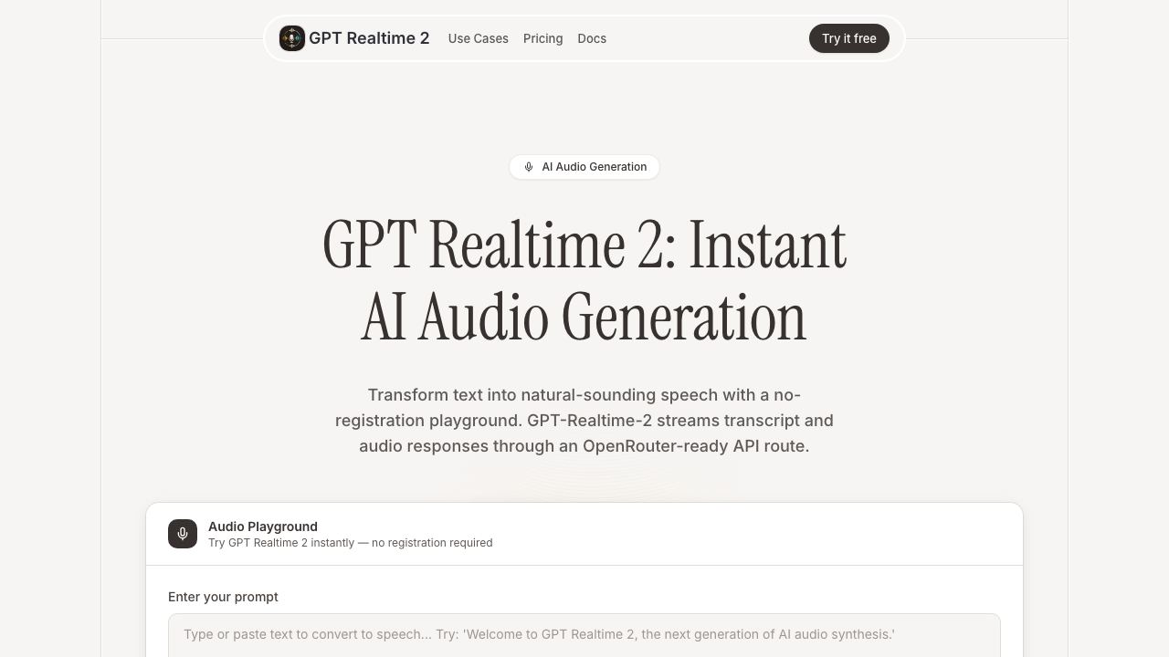 GPT Realtime 2 网站截图