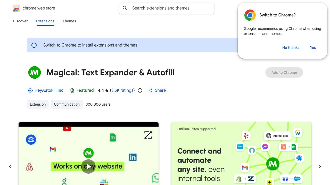 Magical: AI Writer & Autofill Text Expander website screenshot