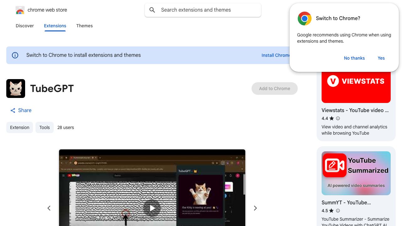 TubeGPT 网站截图