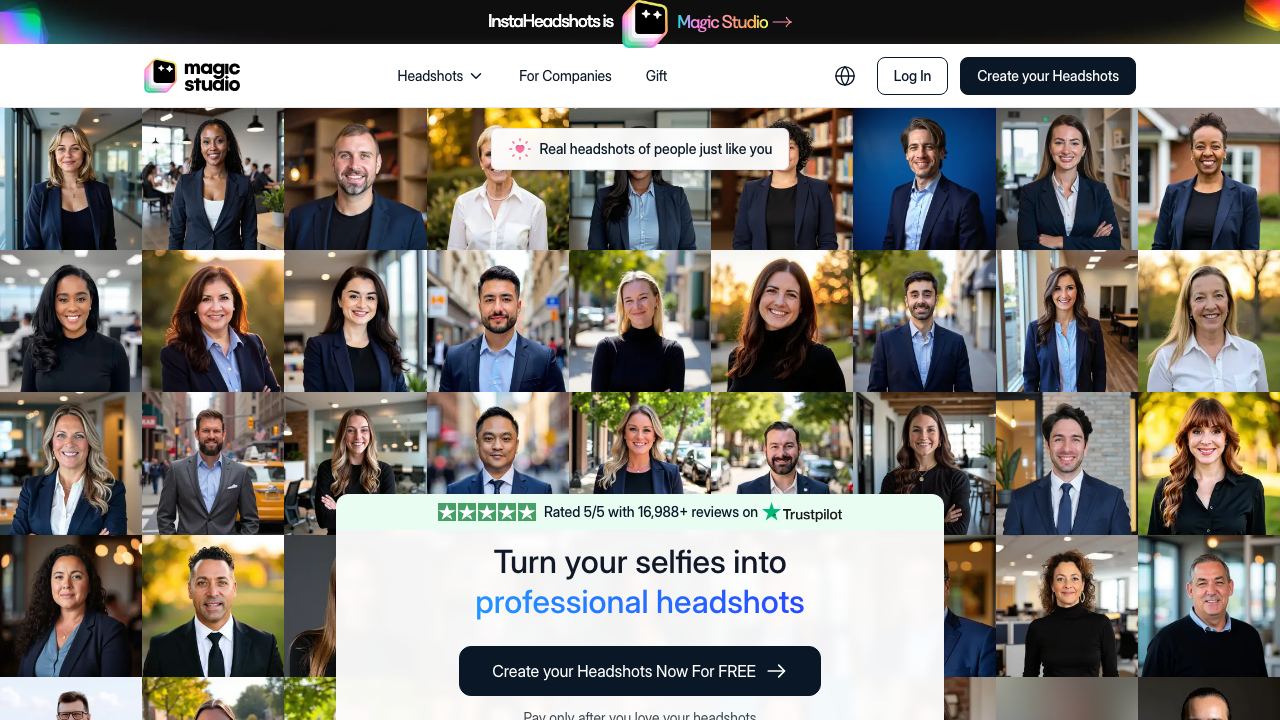 Insta Headshots 网站截图