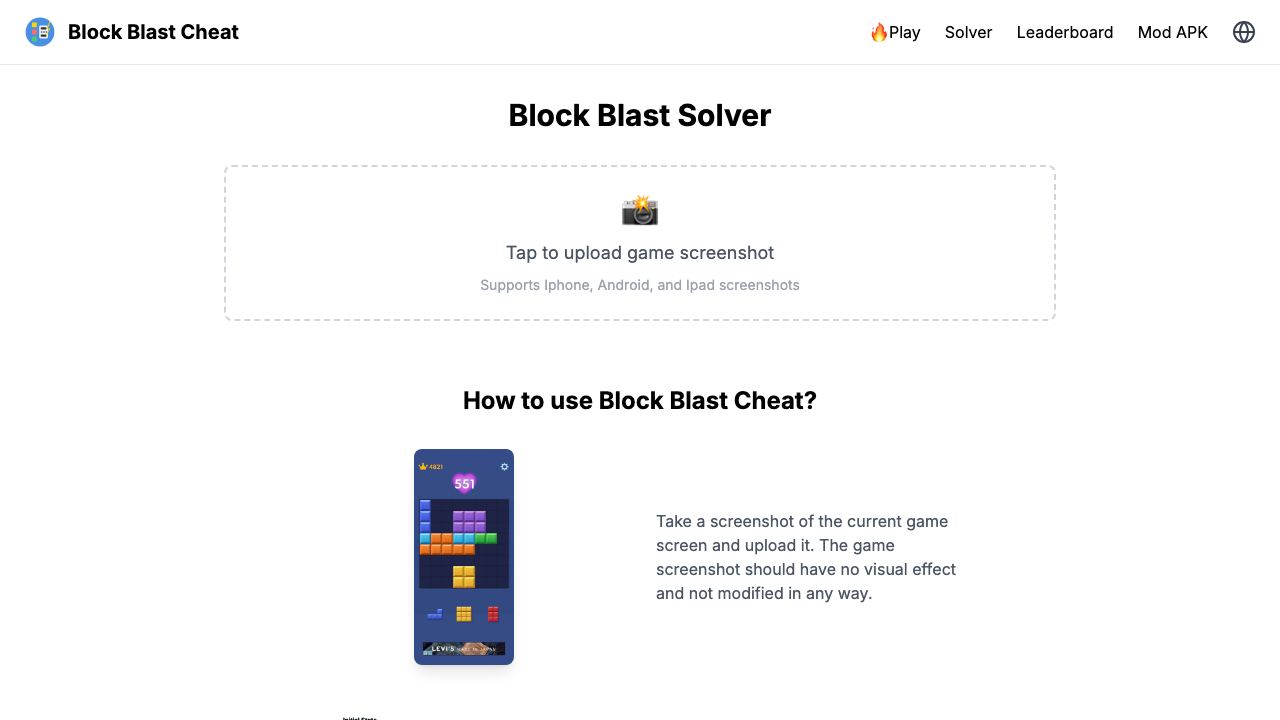Block Blast Cheat website screenshot