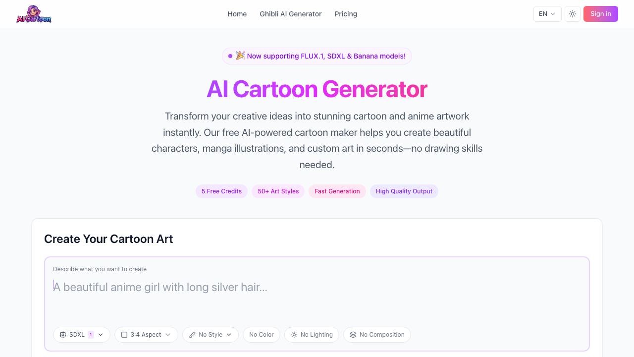 AICartoonGenerator 网站截图