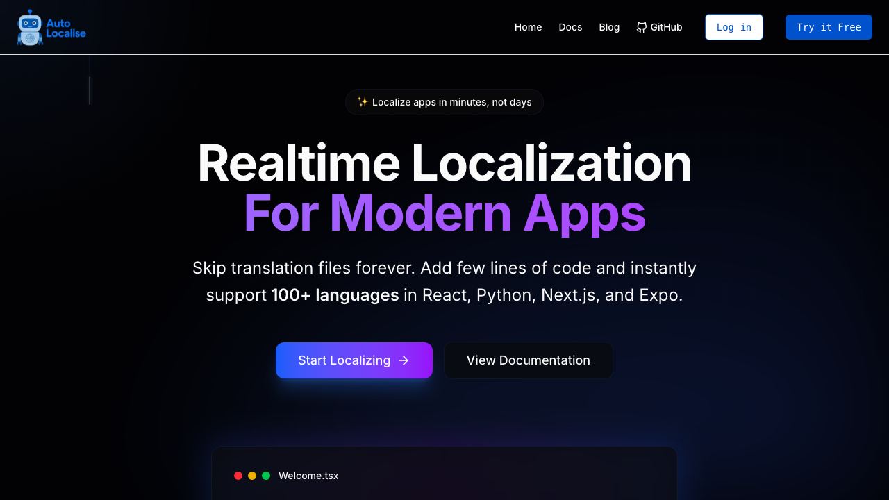 AutoLocalise website screenshot