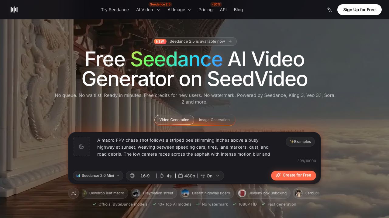 Seeddance AI-9 网站截图