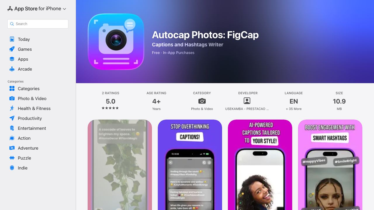 Captions for photos: Captioned 网站截图