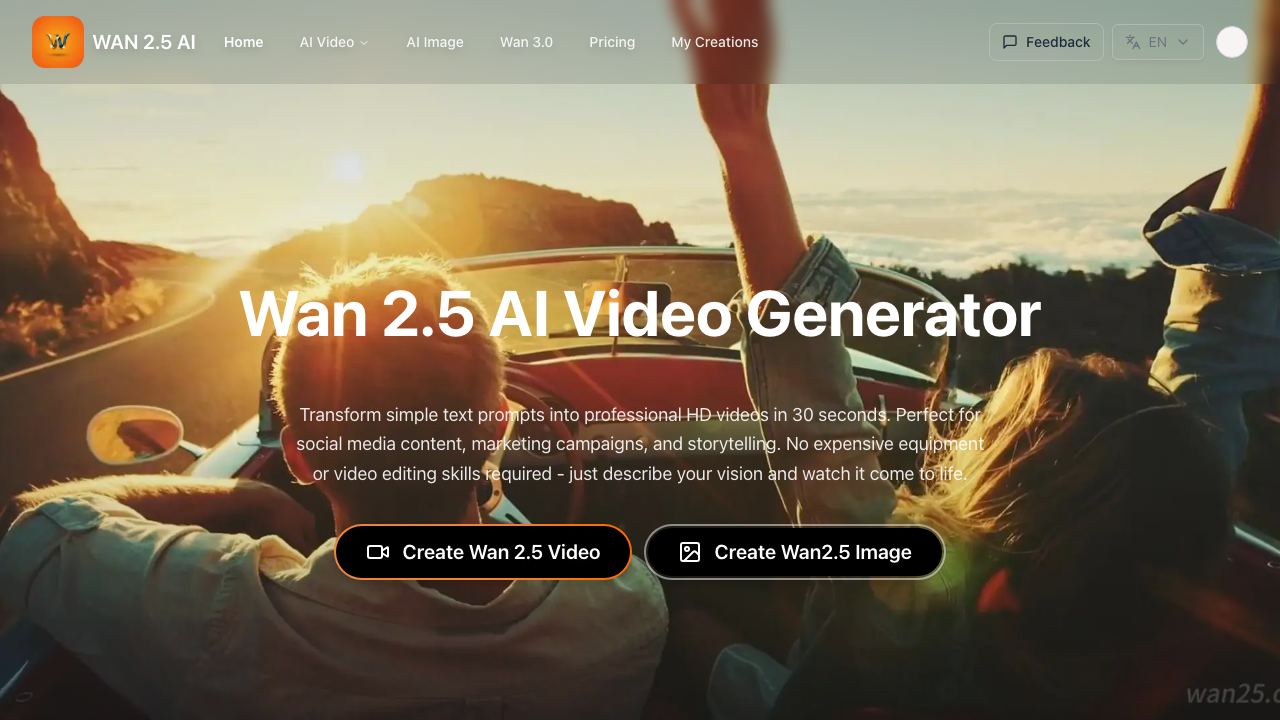 Wan 2.5 AI 网站截图