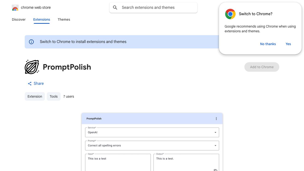 PromptPolish 网站截图