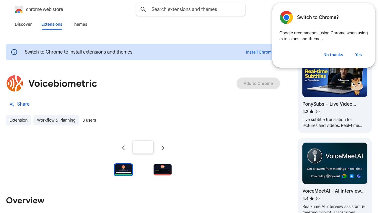Voicebiometric website screenshot
